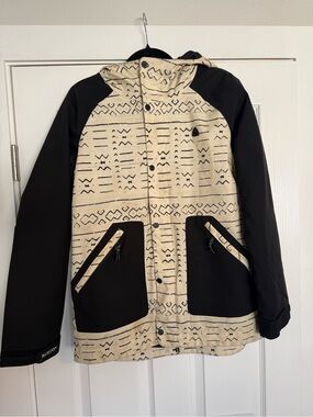 Burton Cream and Black Patterned Hooded Jacket